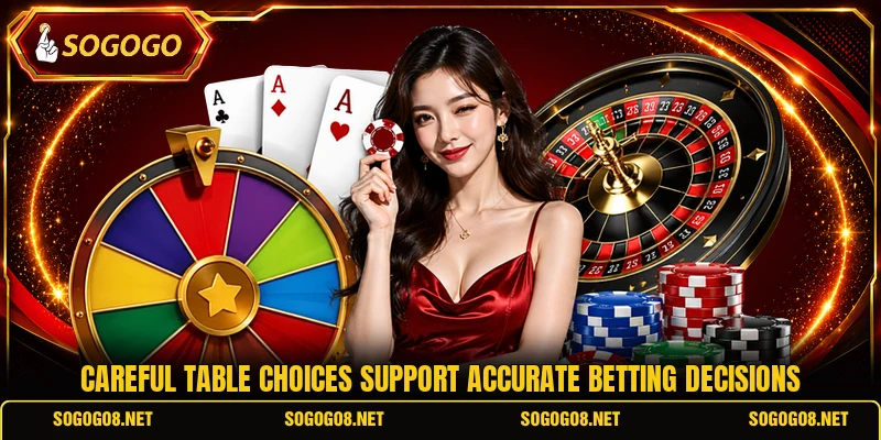 Careful table choices support accurate betting decisions