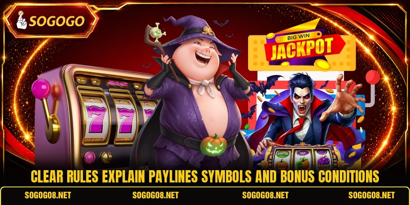 Clear rules explain paylines symbols and bonus conditions