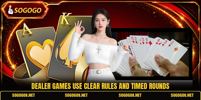 Dealer games use clear rules and timed rounds