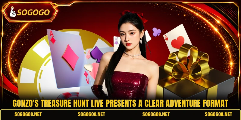 Gonzo's Treasure Hunt Live presents a clear adventure format