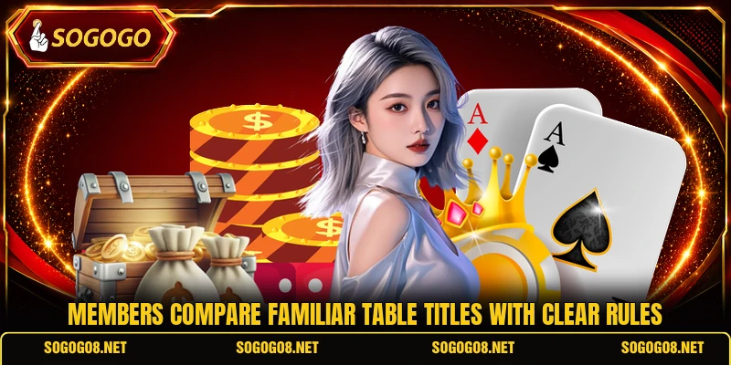 Members compare familiar table titles with clear rules