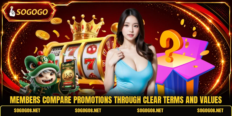 Members compare promotions through clear terms and values Members compare promotions through clear terms and values